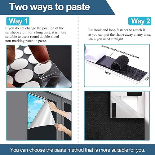 Miniatura 3 de Cortinas 100% opacas para dormitorio, persianas portátiles de bricolaje, sin taladro, persianas opacas con calcomanías y pestañas para guardería,