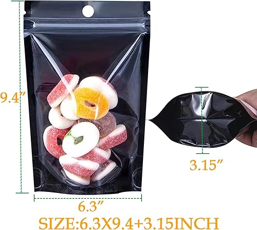 Miniatura 3 de Paquete de 100 bolsas de Mylar a prueba de olores, bolsas resellables de almacenamiento de alimentos, bolsas de embalaje de papel de aluminio con