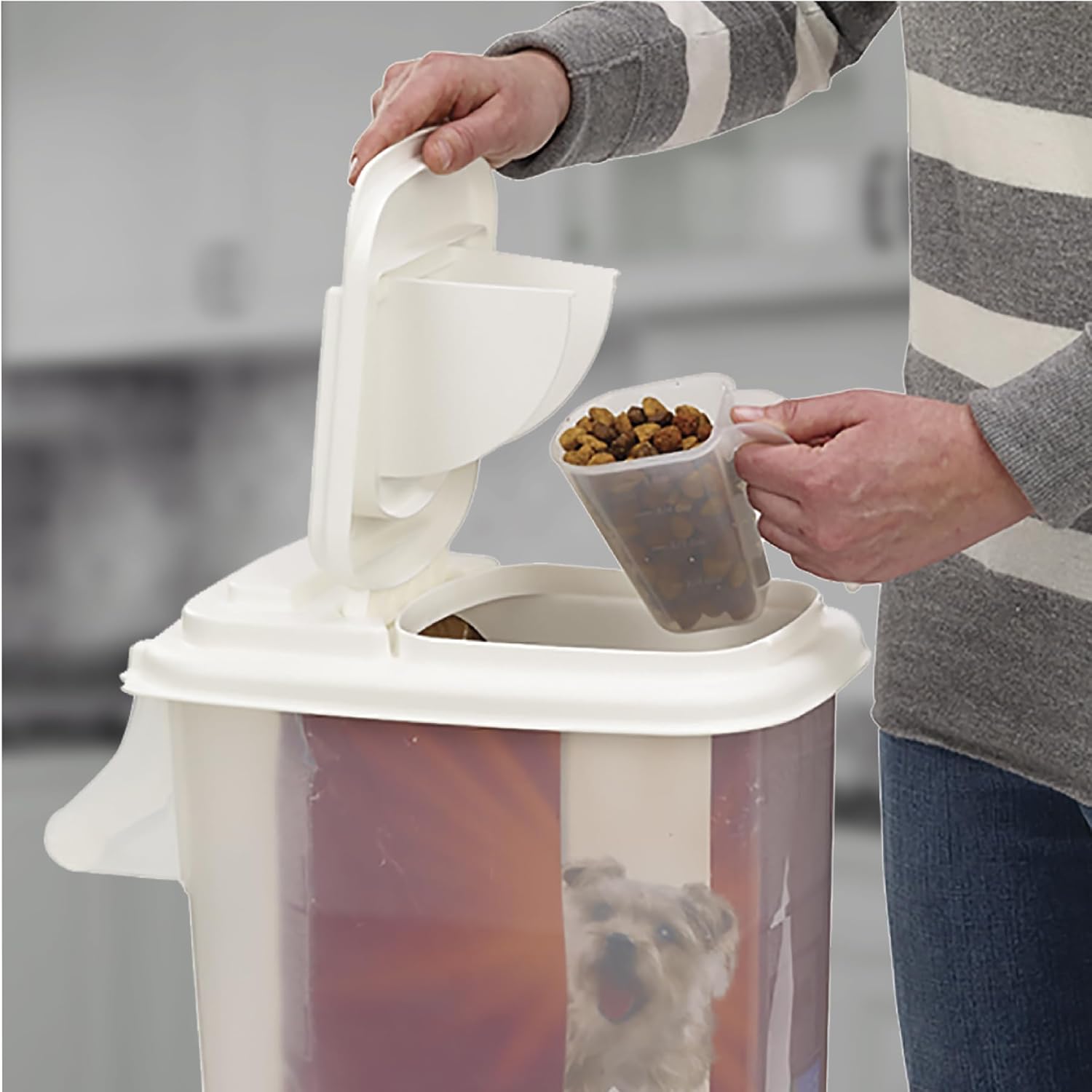 Buddeez Pet Food Storage Dispensers Plastic 4 Gallon - Airtight Flip Top for Freshness - Dry Dog Food, Cat Food or Bird Seed Plastic Containers (Set of 2)