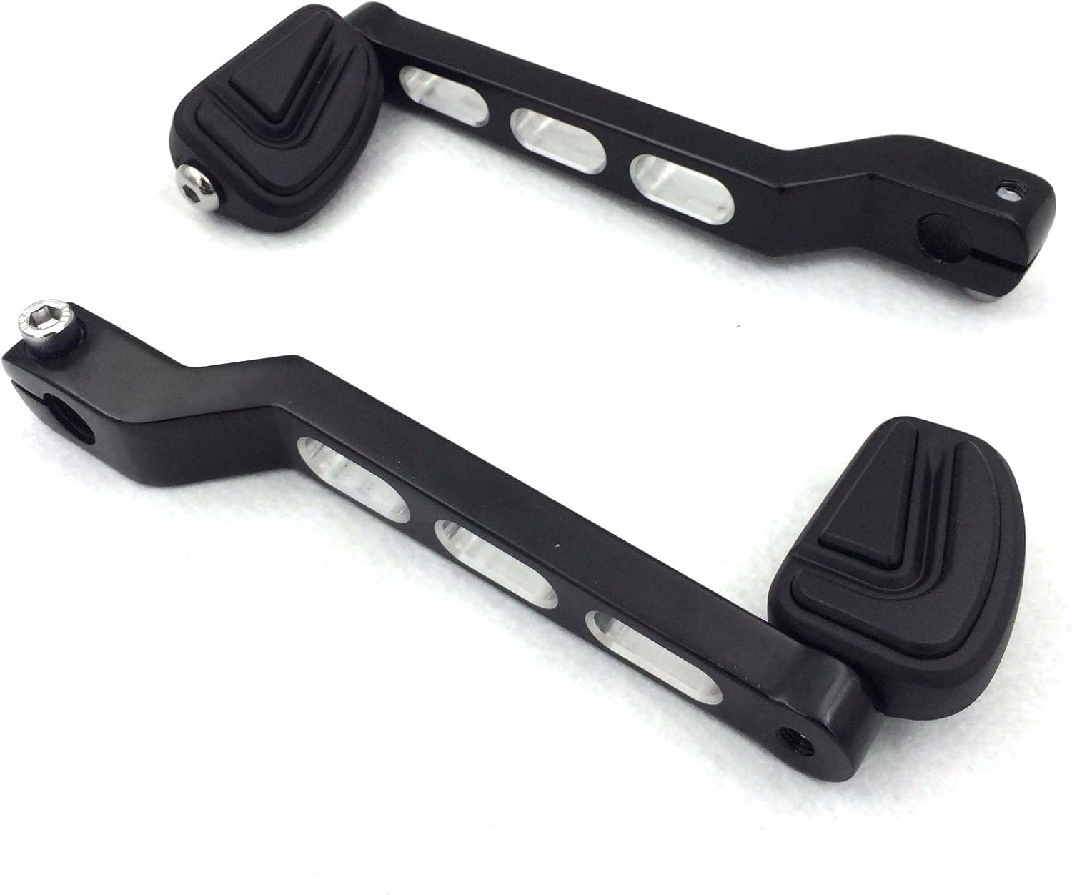 SMT- Black AirFlow Groove Silver Cut Edge Heel Toe Shift Lever with Shifter Footrest Foot Pegs Compatible With Harley Davidson 1986 later FL Softail 1988 later Touring 2008 later Trike [B01HHSJVCK]