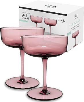 Villeroy & Boch Like Grape Champagne/Dessert Bowl Pair | Crystal glass champagne coupes in a grape hue, dishwasher safe, suited to bubbly, cocktails, or dessert