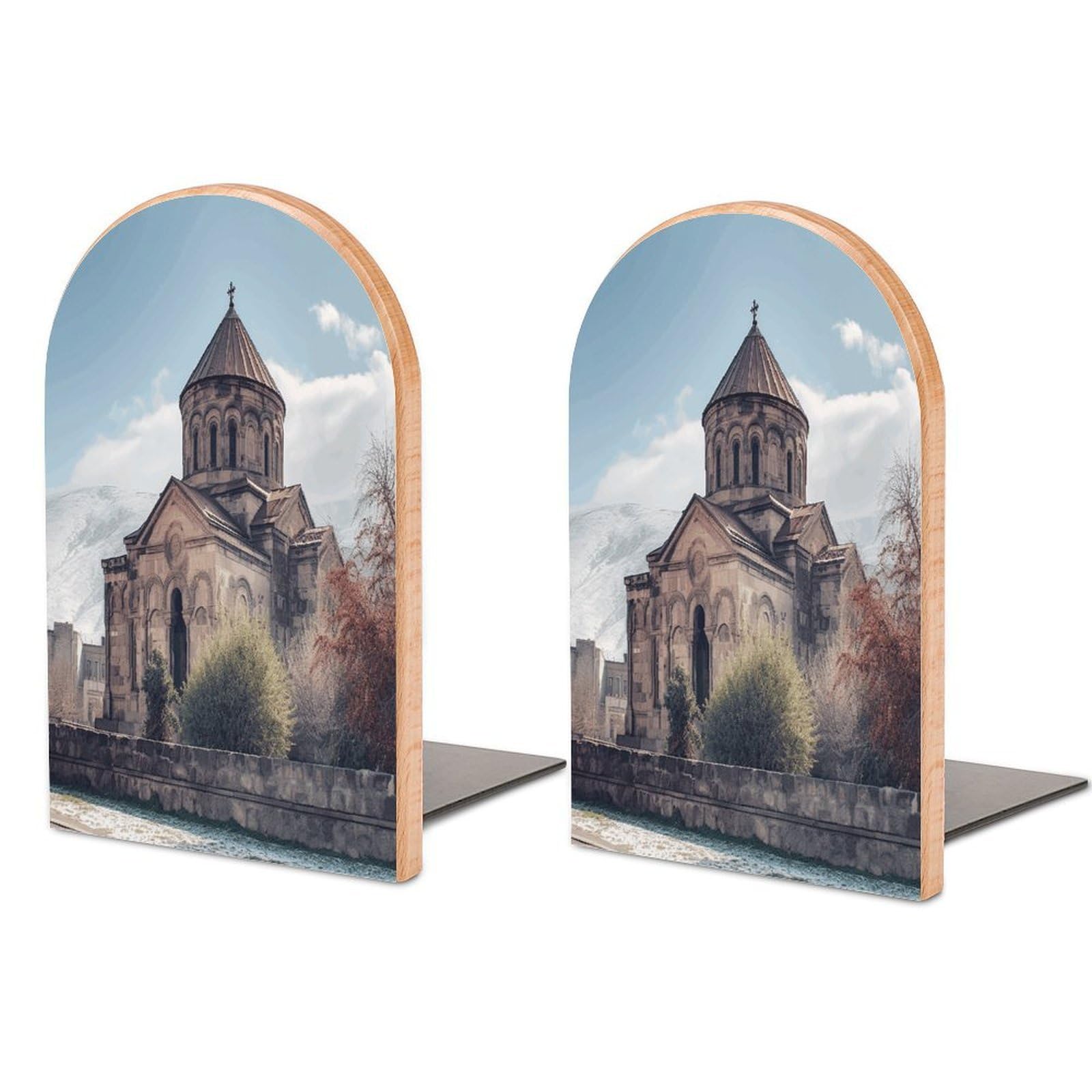 Sujetalibros de la iglesia armenia para estantes de hogar y oficinas ordenadas