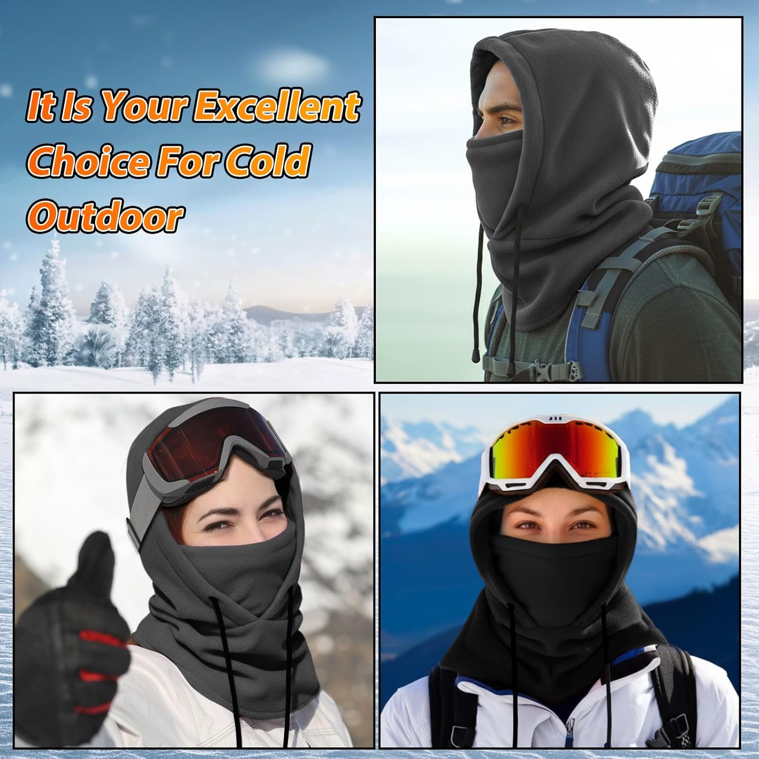 Eurzom 4 Pcs Winter Balaclava Ski Mask for Men Women Fleece Hat Balaclava Face Mask Warm Face Cover for Cold Weather Gear - Image 6