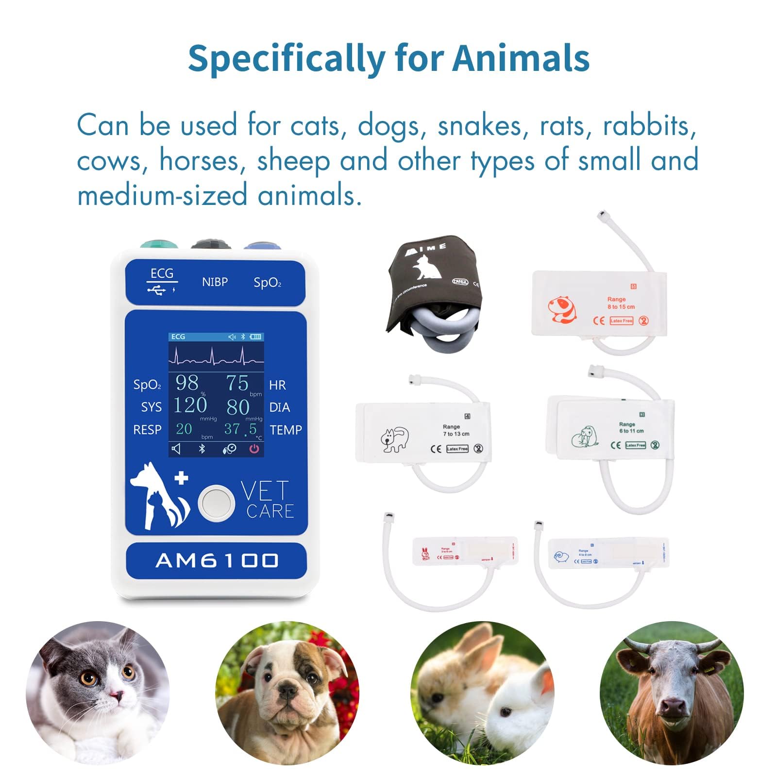 Monitor veterinario para datos de mascotas, presión arterial de perro, gato, corazón, perro, iv, fluidos, gran danés Spo2, leones, presión arterial