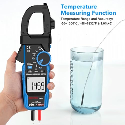 Miniatura 25 de MESTEK Inrush - Medidor de abrazadera digital, TRMS 6000 cuenta multímetro de voltaje con modo VFD y LOZ, amplificador de corriente CA/CC de 1000 A