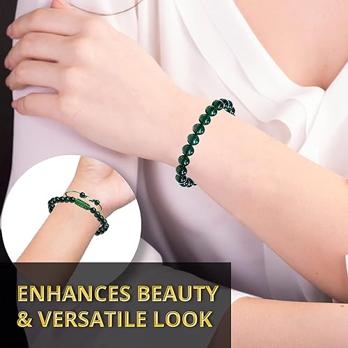 Vista 284 de Adjustable Crystal Bracelet – Gemstone Bead Bracelet with Adjustable Macrame String – Chic Gemstone Bracelet for Men and Women – 8mm Round Healing