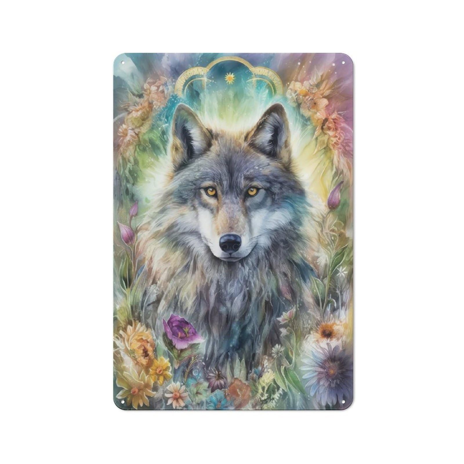 Junmoney Style-8 Spiritual Wolf Nostalgic Metal Wall Decor 30X20cm, Vintage Tin Sign For Living Room, Hallway, Kitchen Or Cafe