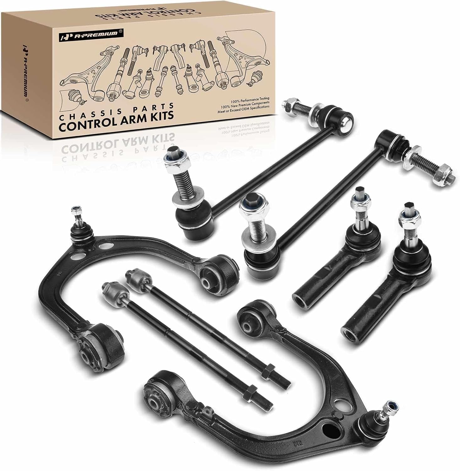 A-Premium Set of 8, Front Upper Control Arm, Sway Bar Link, Inner Outer Tie Rod End, Compatible with Dodge Charger 2006-2010, Challenger 2008-2010, Magnum 2005-2008, Chrysler 300 2005-2010, RWD
