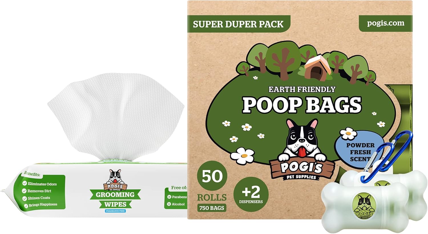 Pogi's Dog Walk n' Wipe Combo Pogi's 750 Dog Poop Bags