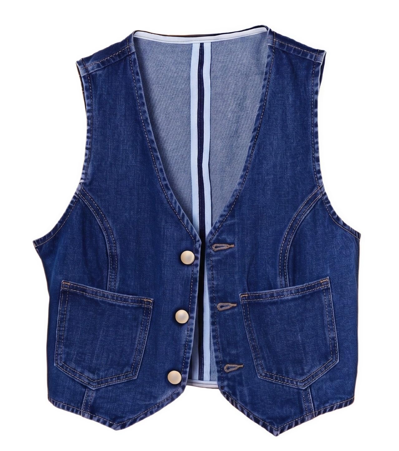 Womens Crop Denim Vest Top Sleevelesss V Neck Jean Waistcoat Vest-image-45