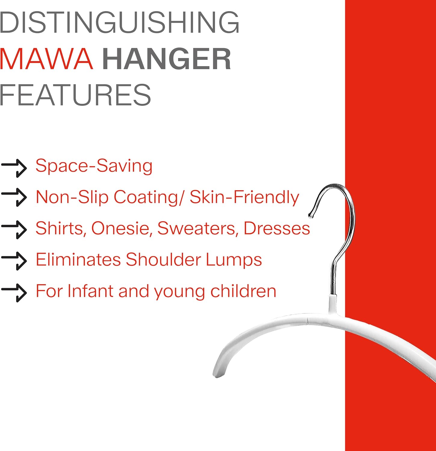 MAWA Toddler/Children Clothing Hanger, Non-Slip Metal Curved Clothing Hanger, Rotating Hook, Mint, Set of 4