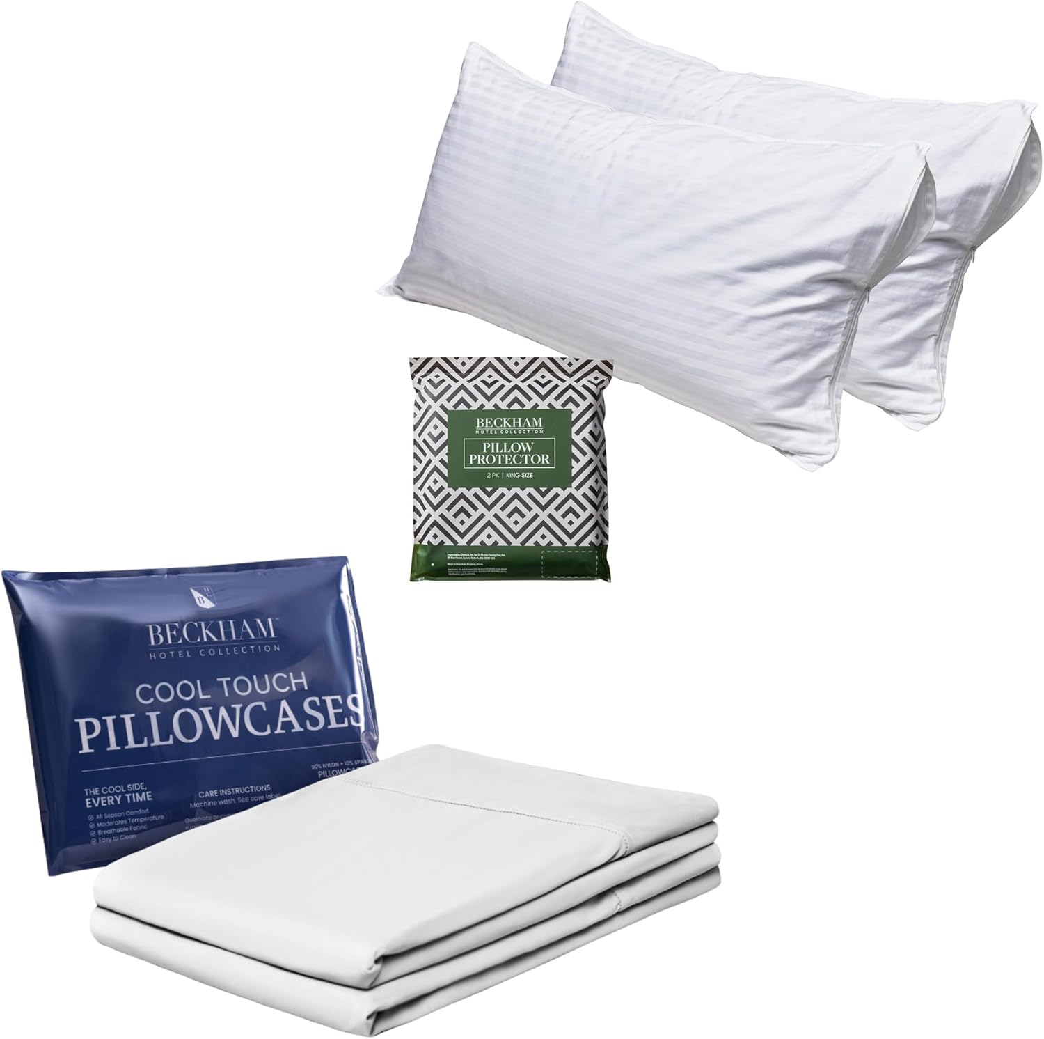 Beckham Hotel Collection King Size Pillow Protectors & Cooling Pillowcases - Set of 2