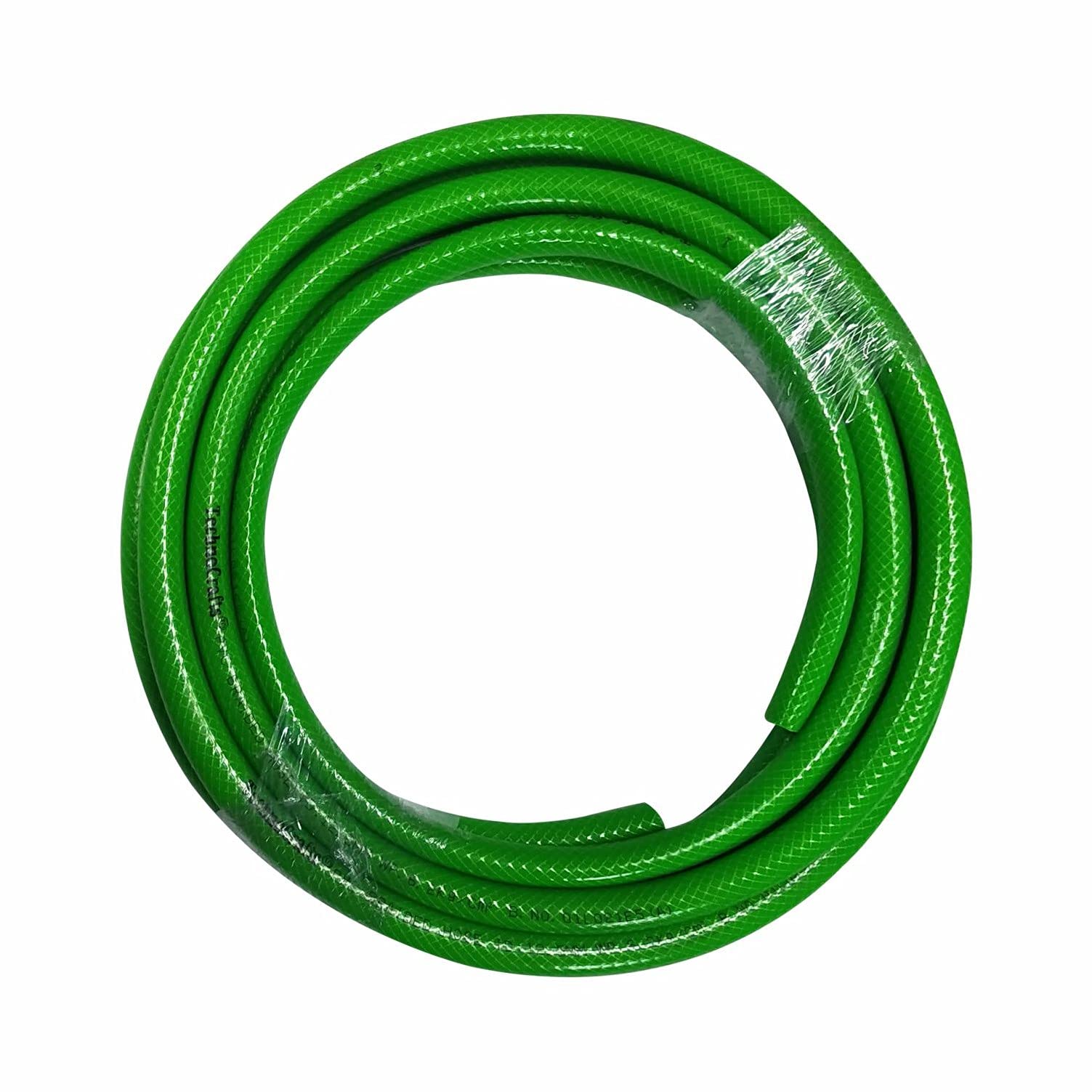 TechnoCrafts PVC Braided Hose Pipe for Watering Accessories 5 Meter (16.5 feet) 1/2" (0.5 Inch or 12.5mm) Bore Size - 3 Layered Hose Pipe