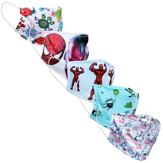 Creative Kids Unisex Multicolor Washable & Reusable Face Mask 2 Layered - Pack of 5