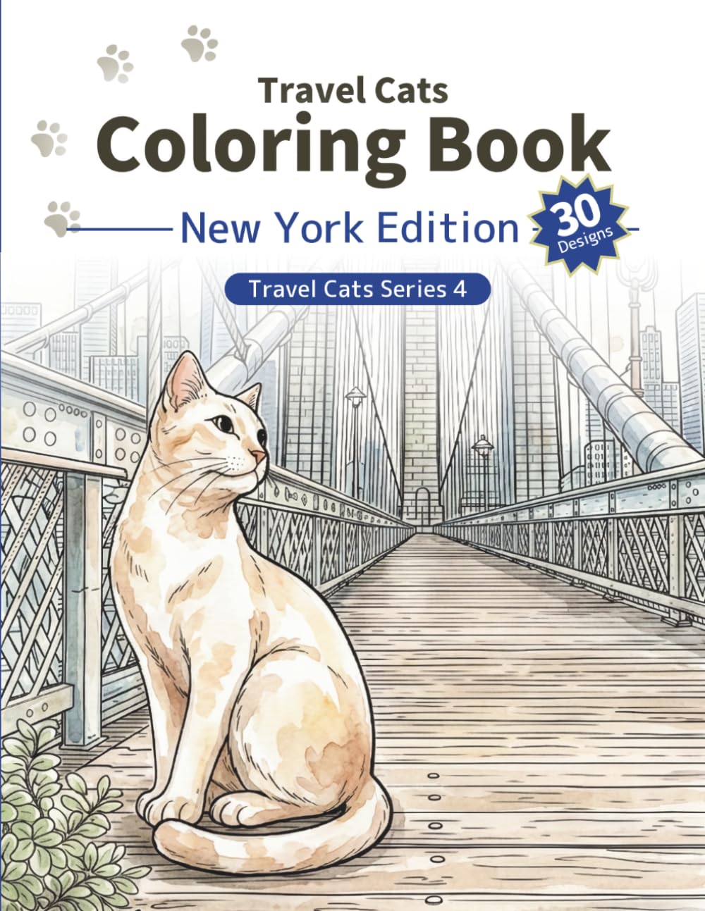 Travel Cats Coloring Book – New York Edition: A relaxing adult coloring book with cute travel cats and iconic New York scenes