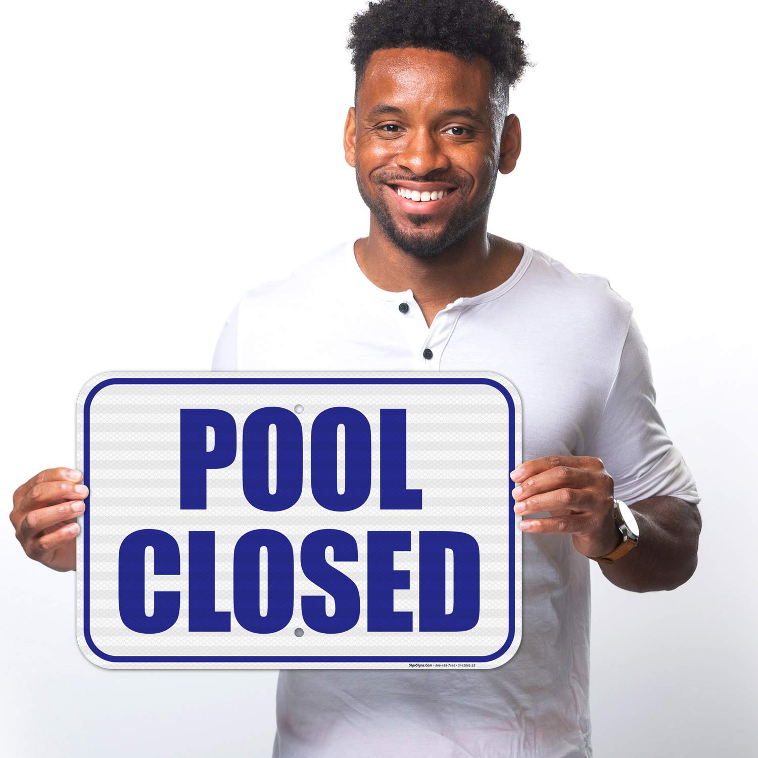 Pool Closed Sign, 12x18 Inches, 3M EGP Reflective 0.63 Aluminum, Fade Resistant, Easy Mounting, Indoor/Outdoor Use, Made in USA