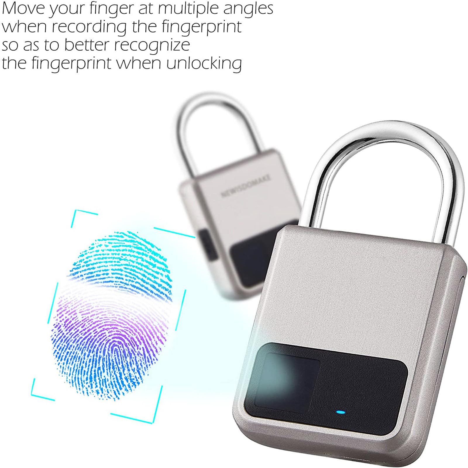 Kłódka na odcisk palca, inteligentna kłódka z obsługą ładowania USB, blokada na odcisk palca, zamek biometryczny do bagażu, plecaków, szafek szkolnych itp.,Gold