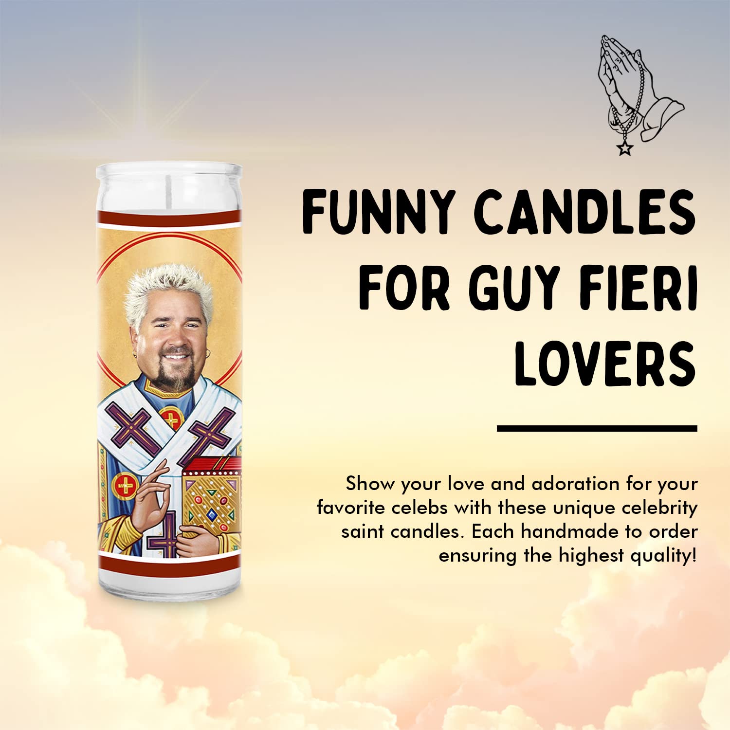 Amazon.com: Guy Celebrity Prayer Candle - Funny Saint Candle - 8 inch Glass  Prayer Votive - 100% Handmade in USA - Novelty Celebrity Gift : Home &  Kitchen