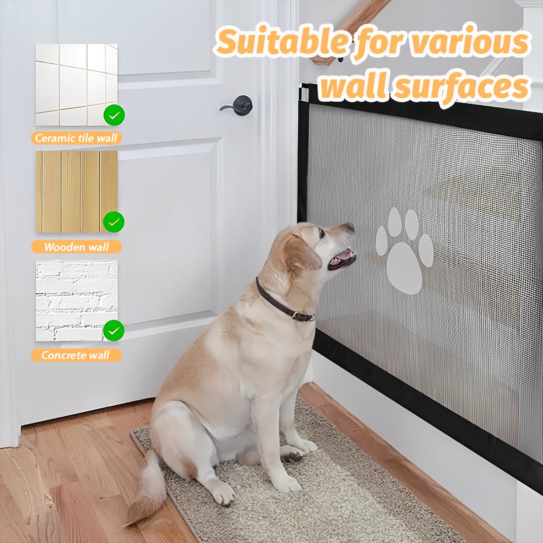 1 Pcs Cancello Sicurezza Cani Gatti Animali Domestici, 110x78 Cm, Scale Porte Esterno Recinto, Portatile Pieghevole Universale, Cancelletto per Bambini Estensibile, Porta Divisorio Cancelletto