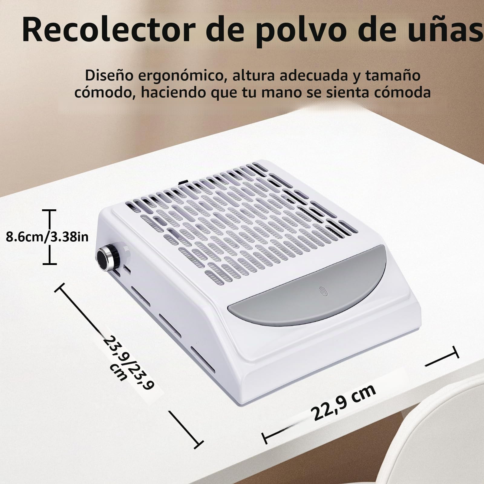 100W Aspirador de uñas Profesional Acrilico para uñas, Con Filtro Aspirador UñAs, aspiradora de uñas de velocidad ajustable,Para Salones De Manicura, Manicura, Grabado, Pulido (Blanco 2)