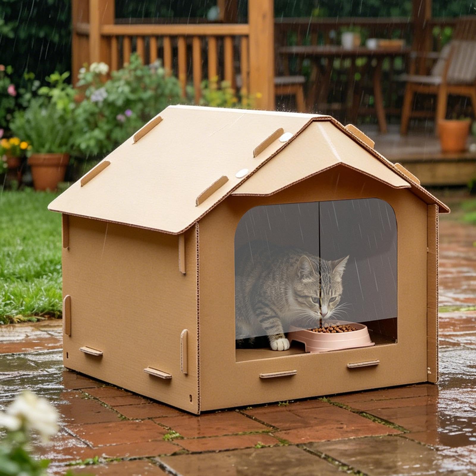 Katzen-Futterhaus für Draußen Wasserdichtes Wetterschutzgehäuse mit