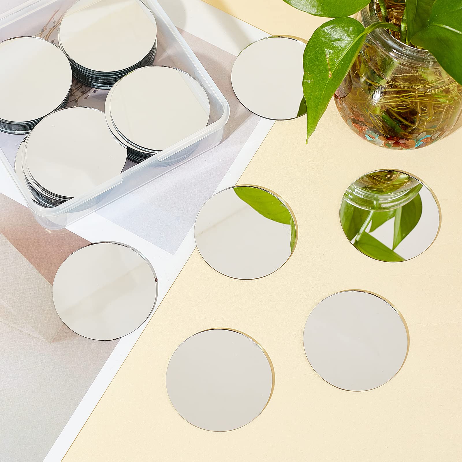 Amazon.co.jp: SUPERFINDINGS 60枚 直径50mm 丸型ガラスミラー