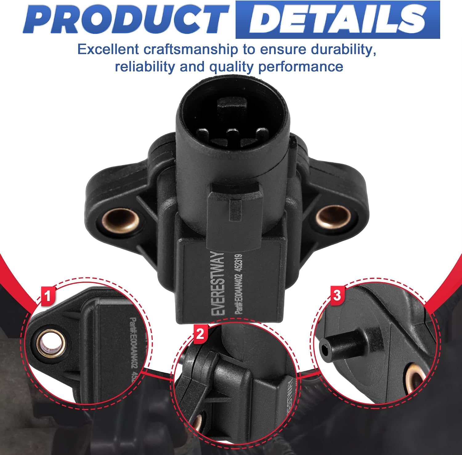 37830-PAA-S00 MAP Sensor Manifold Absolute Pressure Sensor Compatible with Honda Civic Acura CR-V Odyssey Isuzu