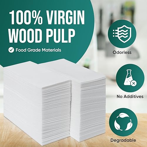 Miniatura 6 de Paquete de 100 toallas de mano desechables para baño, suaves y absorbentes, similares a la tela, color blanco