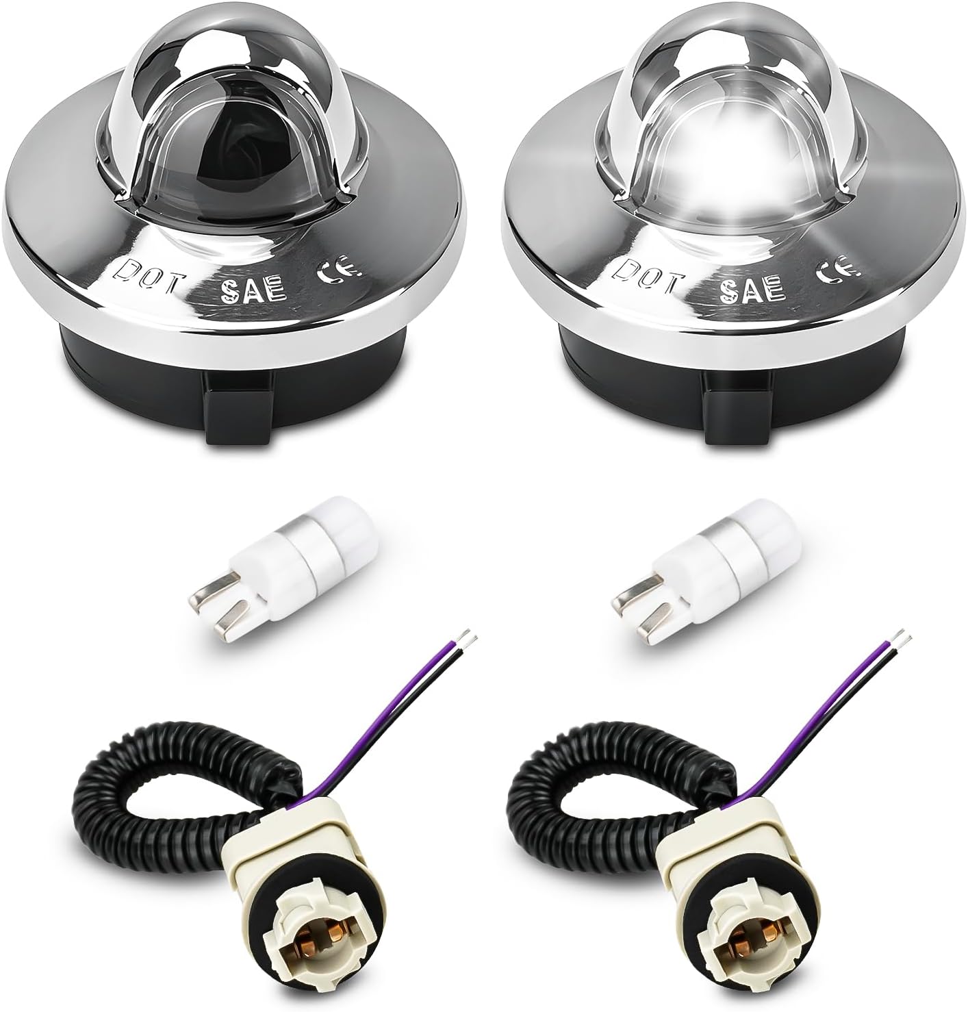 Bestview License Plate Lights,Led Rear Bumper Tag Lamp with Socket Silver Housing Cover Assembly Replacement for Ford F150 F250 F350 F450 F550 Superduty Ranger Explorer Bronco Excursion Expedition