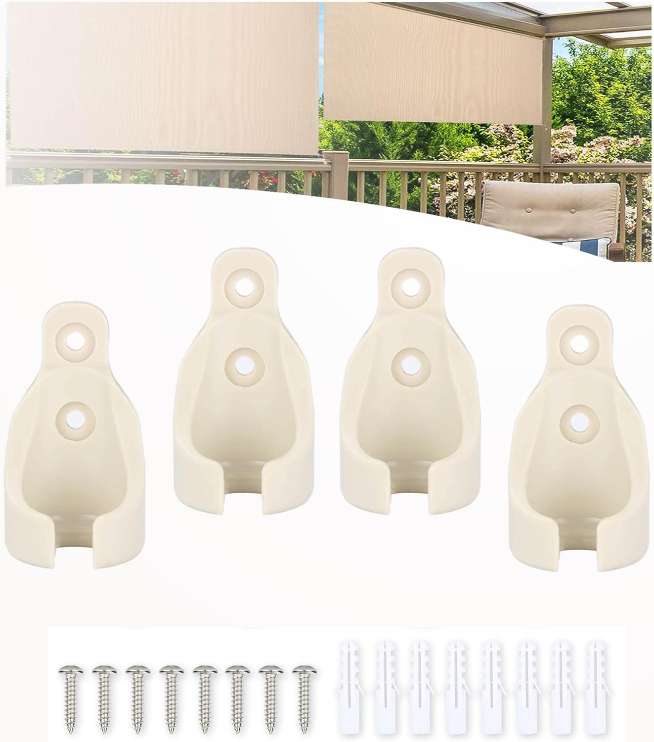 Universal Bungee Receiver Replacement Parts,Weather Resistance,Same Size as Original,Compatible with Coolaroo Exterior Roller Shade(Sand,4 Pcs)