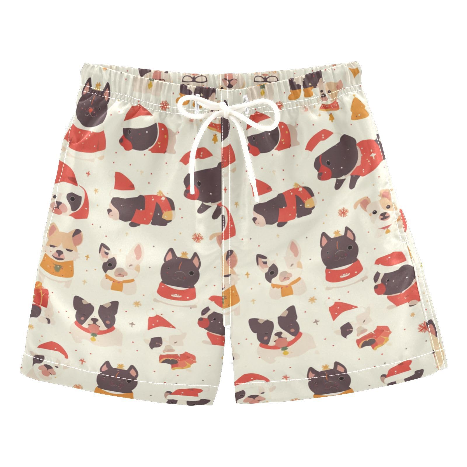 Zathe Christmas French Bulldog Boys Swimming Trunks Funny Presents Boys Toddler Joggin Shorts Kids Swimwears Son's Presents 3T