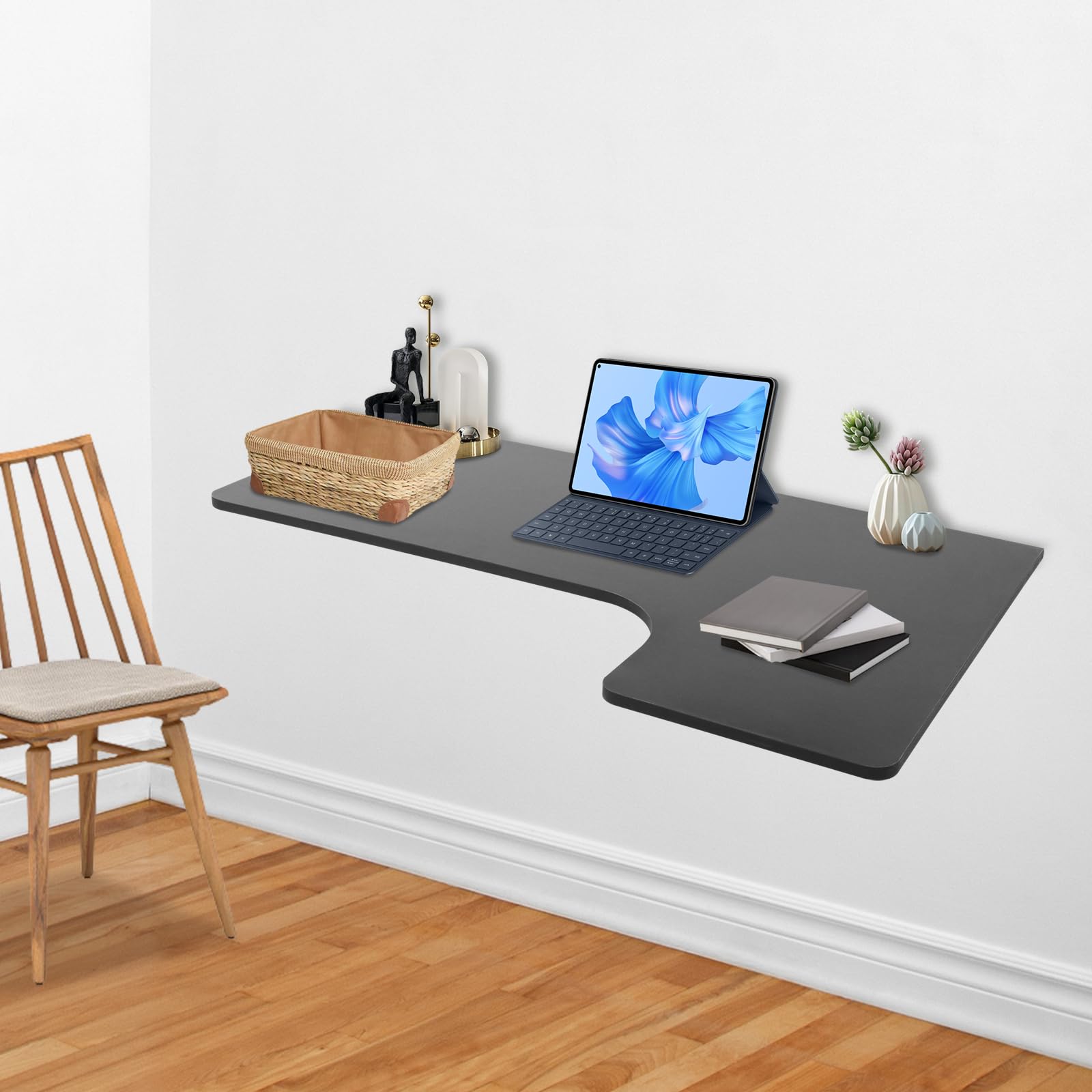 Klappbarer Wandtisch 100x60cm Wand Klappbarer Tisch, Schwebender Schreibtisch Computertisch für kleine Räume, Heimbüro, Esszimmer, Waschküche, Küche, Bar (Schwarz)