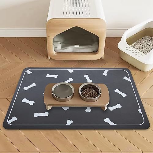 Miniatura 1 de Tapete de alimentación para mascotas para perros y gatos, absorbente, antideslizante, de diatomita, tapete para cuenco de agua para perros, súper