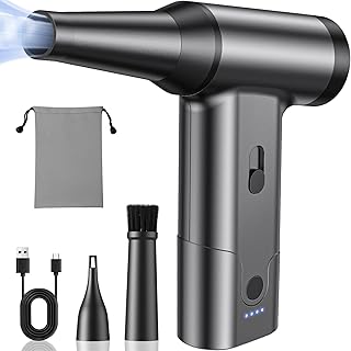 エアダスター 電動ブロワー ブロアー超強力250000RPM高速回転 最大風速120m/s 無段階風量調整 6000mAh USB Type-C充電式 215g 小型 3種類ノズル付き PC掃除/キーボード/家具/車内/エアコン/洗車用 収納ボ...