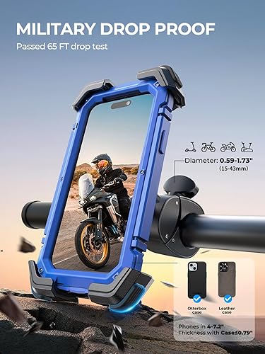 Miniatura 2 de Bovemanx Soporte de teléfono para motocicleta, ultra estable, soporte para teléfono de bicicleta, abrazadera para manillar de teléfono celular para