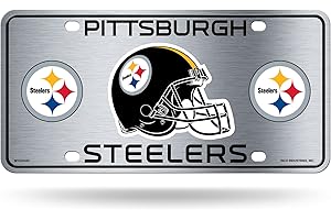 Rico Industries NFL Pittsburgh Steelers Silver Metal Auto Tag