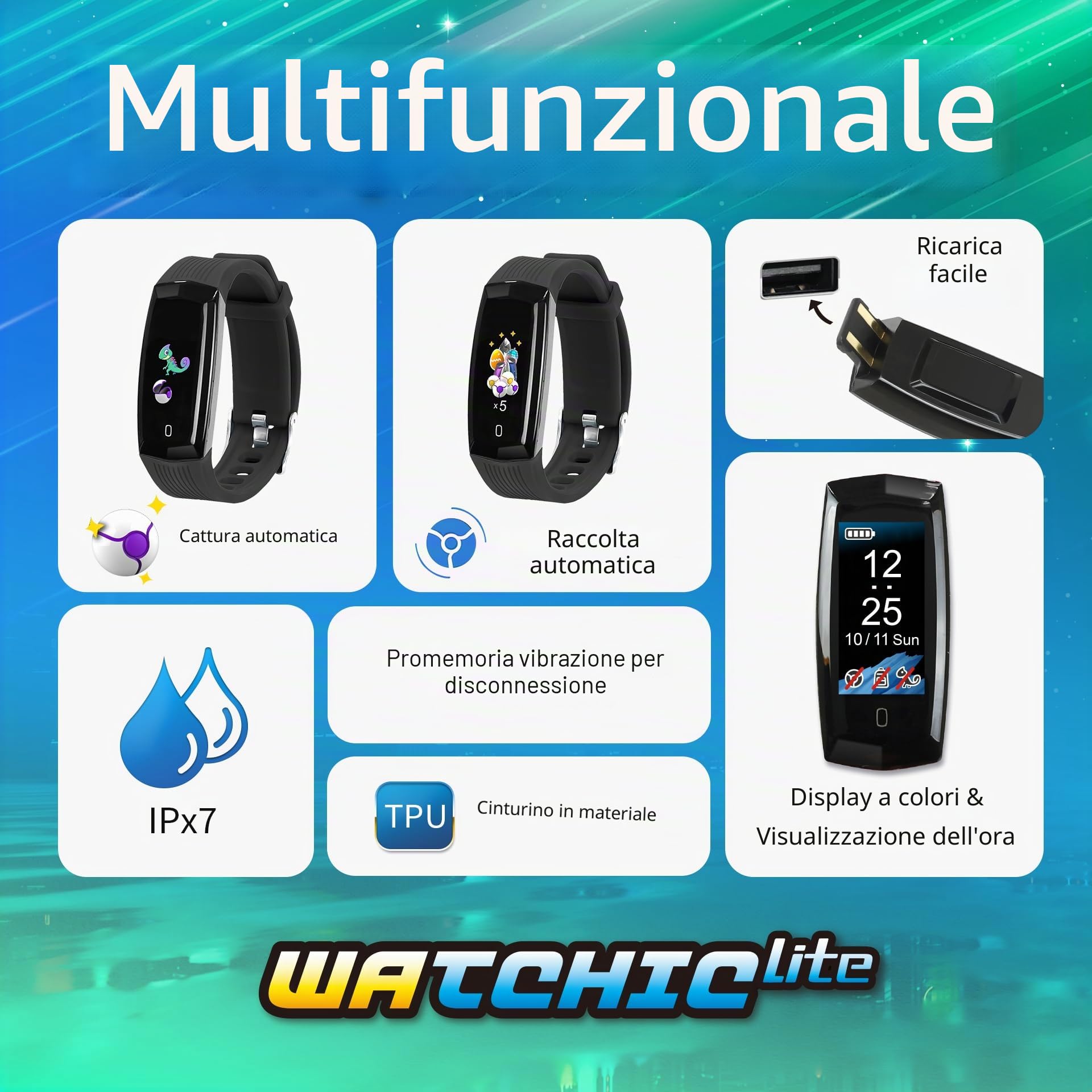 Brook Watchic Lite – Dispositivo auto catcher tascabile con portachiavi, impermeabile IPX7, display a colori da 0,96", accessorio per Pocket Monster