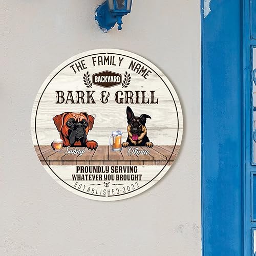 Vista 6 de Letrero de perro de boxeador y pastor alemán, letrero de metal de bienvenida, arte de pared personalizado, decoración de pared rústica de metal