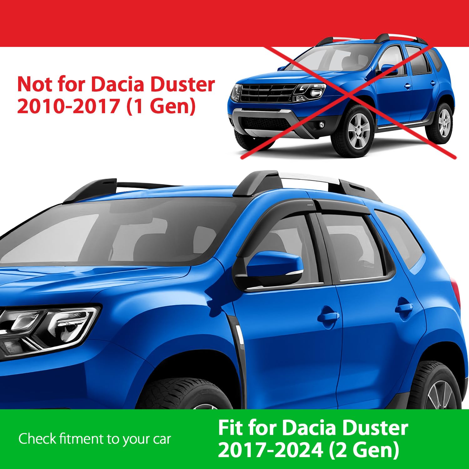 Goodyear Adhes Deflectores de Aire para/compatible con Dacia Duster 2017-2024 (MK2) - Accesorios Coche - Deflectors Ventanilla-Deflectores de Viento-Derivabrisas - Cortavientos Ventana Coche - 4ud OSC