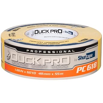 Duck Pro by Shurtape Professional Grade, Industrial Colored Cloth Duct Tape for Industrial Color-Coding, HVAC and Automotive, 48mm x 60yd, 10.0 mil, Yellow, 1 Roll 105483