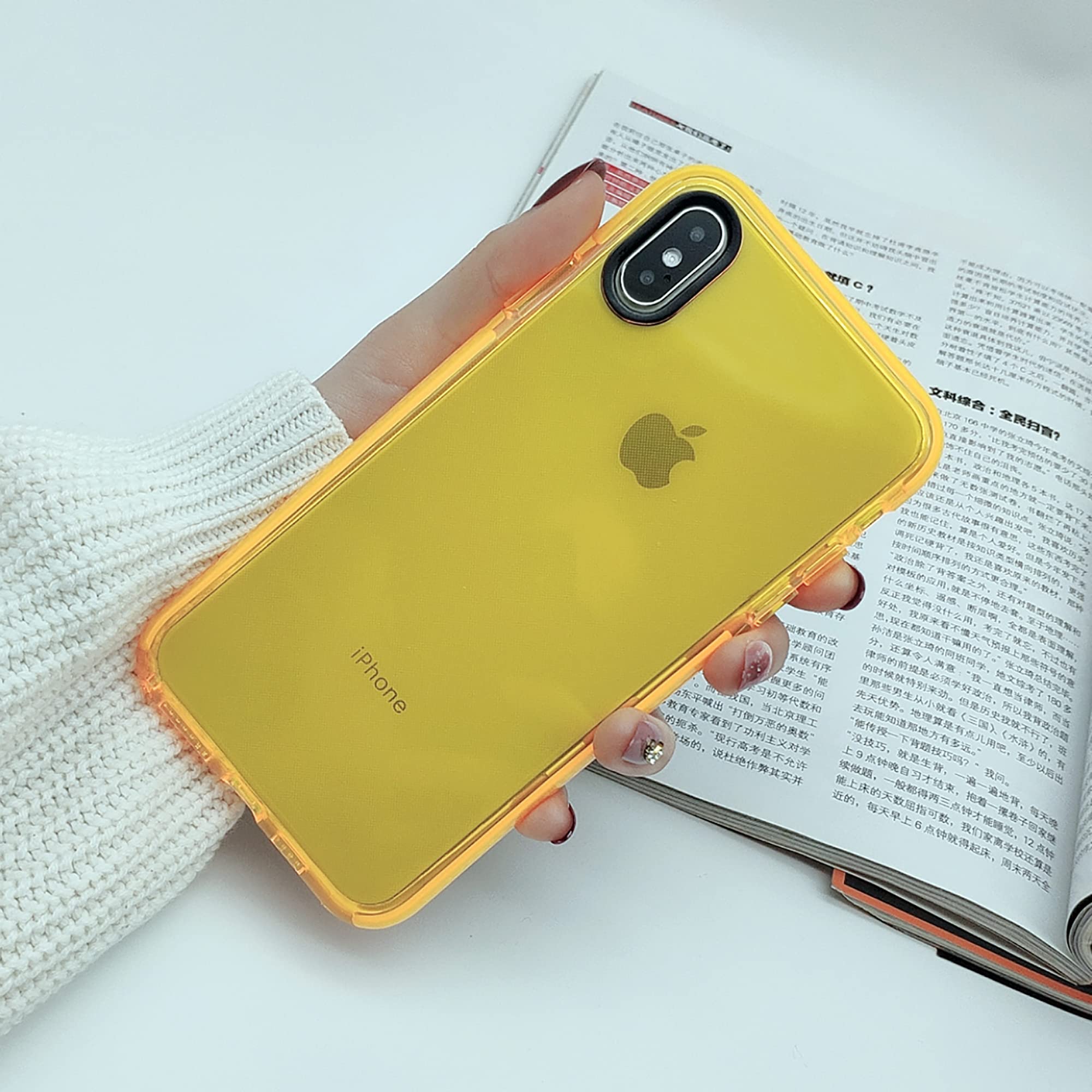 WEIYU Compatible with iPhone X/XS Soft Clear Case, with Shockproof Protection, Rugged Slim fit Shock-Absorbing Soft Rubber TPU Skin Cover Case for Apple iPhone X/XS (Orange)