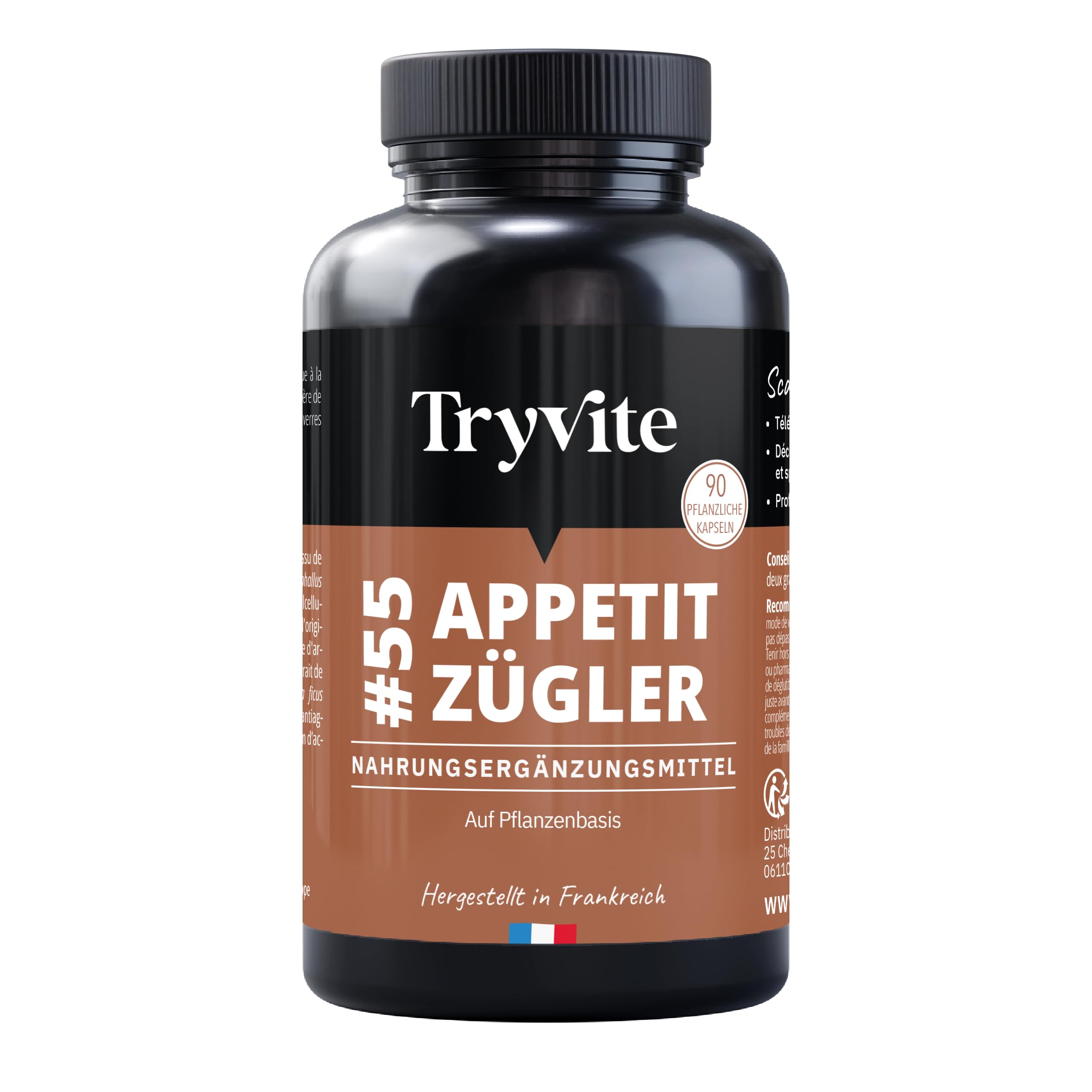 Nahrungsergänzung | Konjak (Glucomannan), Nopal & Artischocke | 90 Kapseln | TRYVITE
