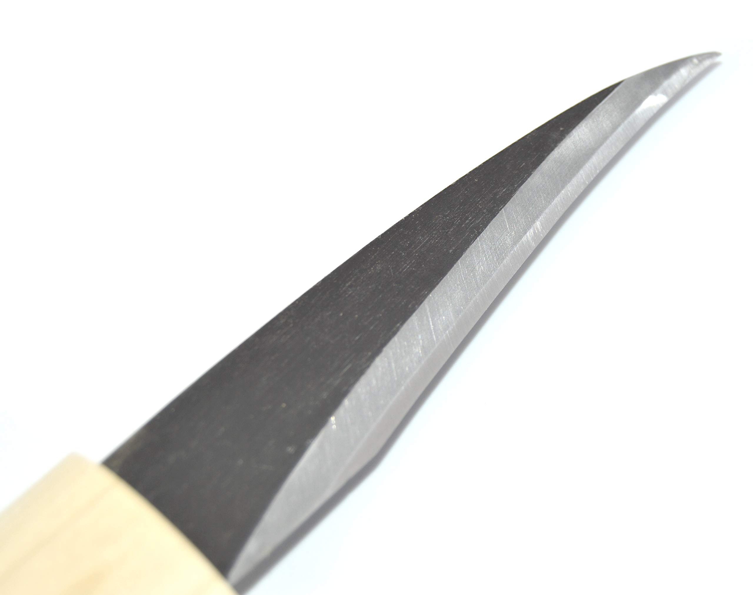Coltello Artsianal giapponese Kiridashi greffoir da macellaio, lama curva in carbonio, forgiato a mano in Giappone, colore: nero