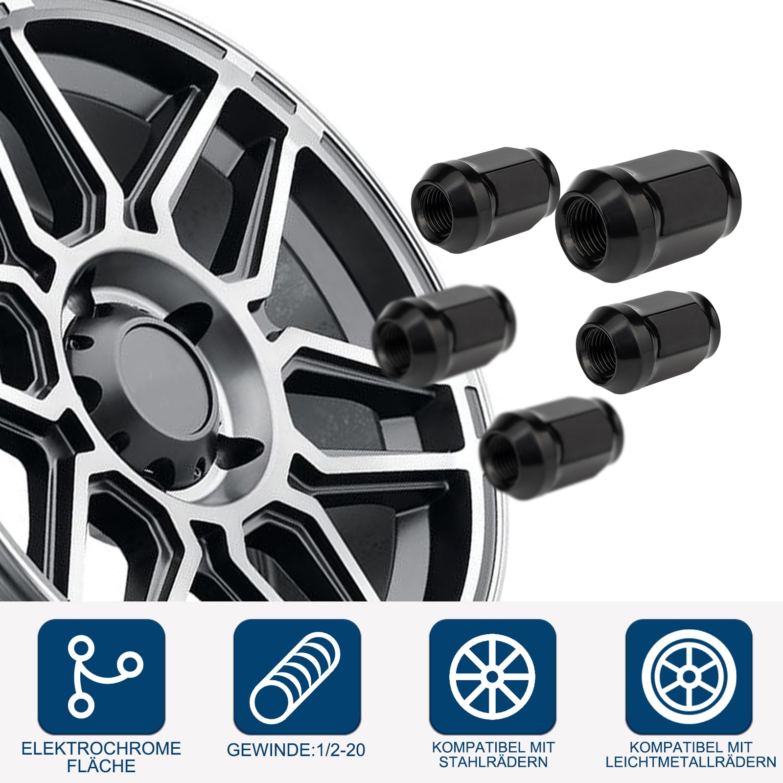 GAsuppply 20 x Tuercas di ruota I 1/2 Zollx20 UNF con sede conica I Compatibili con 1991-2019 Ford Explorer, 1964-2014 Ford Mustang, 1987-2018 Jeep Wrangler, 1993-2010 Jeep Grand Cherokee