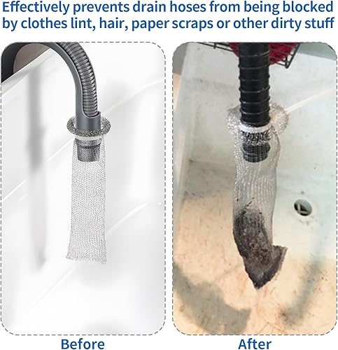 Miniatura 3 de 24 Pieces Lint Traps Stainless Steel Washing Machine Lint Snare Traps Laundry Mesh Washer Hose Filter with 24 pcs Cable Ties