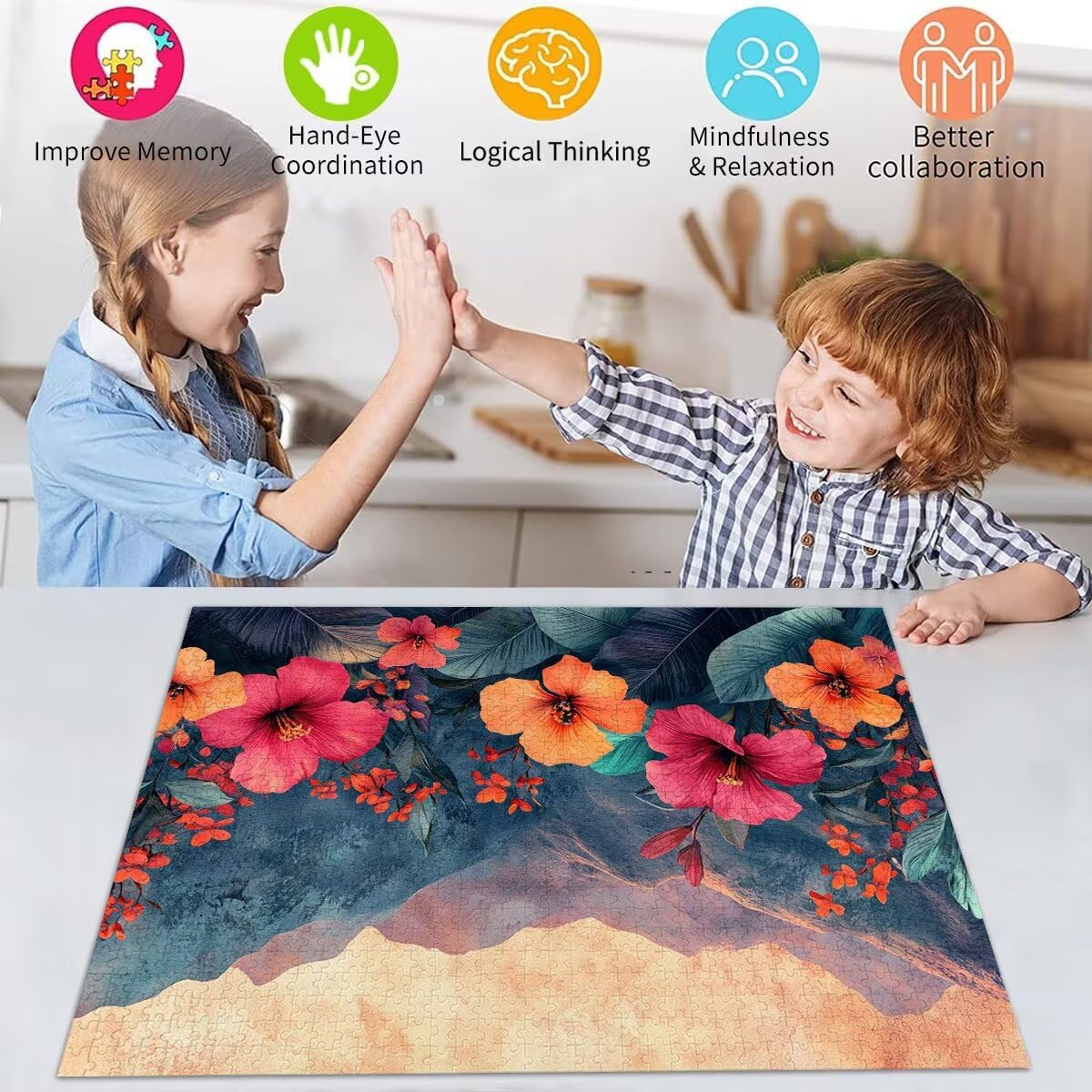 Blume Puzzle für Erwachsene Kinder Anspruchsvoll 5000 Teile Impossible Klassische Puzzles Schwer Anlage ab 8 9 10 Jahre Mädchen Jungen Jigsaw Kunst Educa,für Dekoration und Geschenke 105x156cm t-353