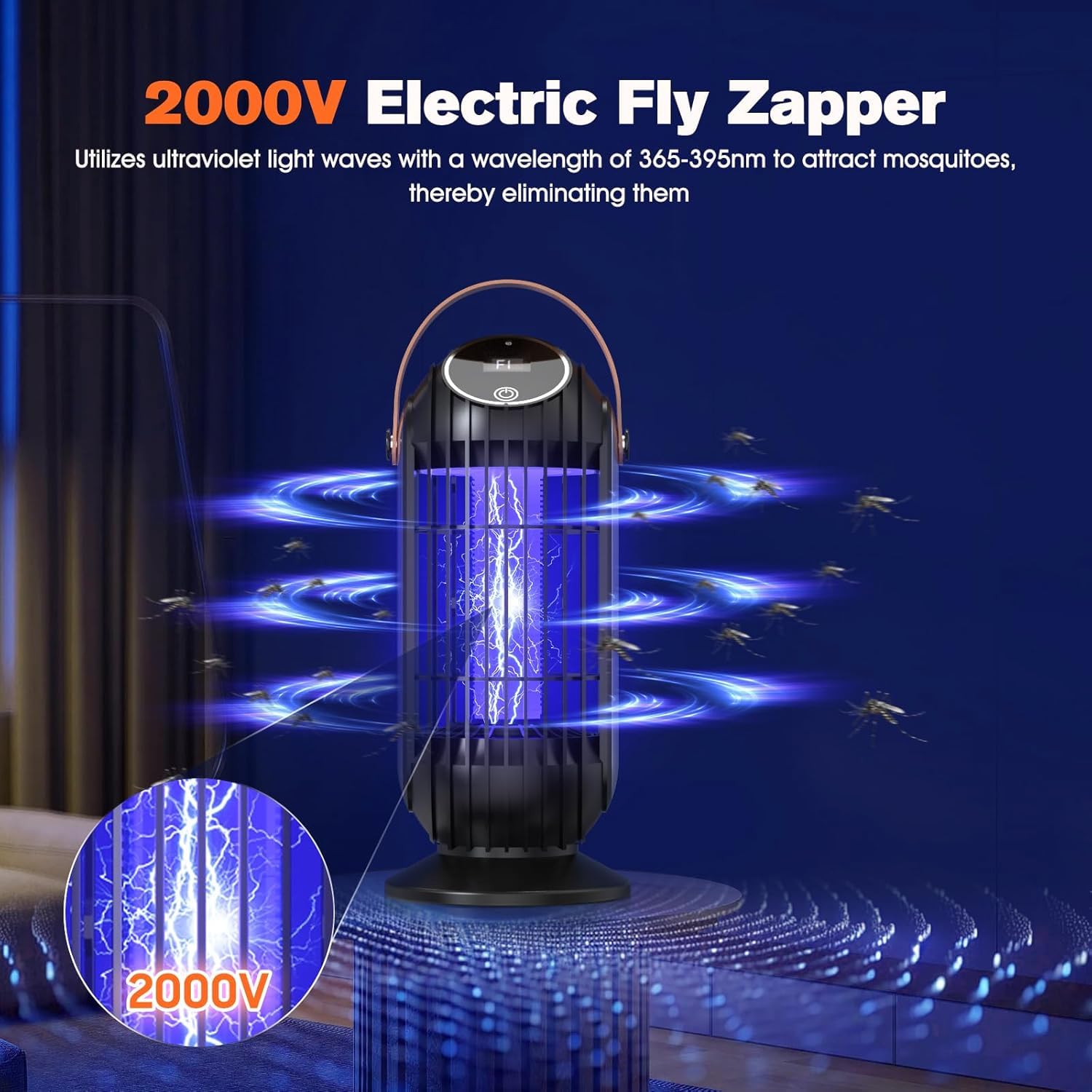 Trappola elettrica per insetti, 4000 mAh, USB, 395 nm, trappola per insetti, per interni ed esterni