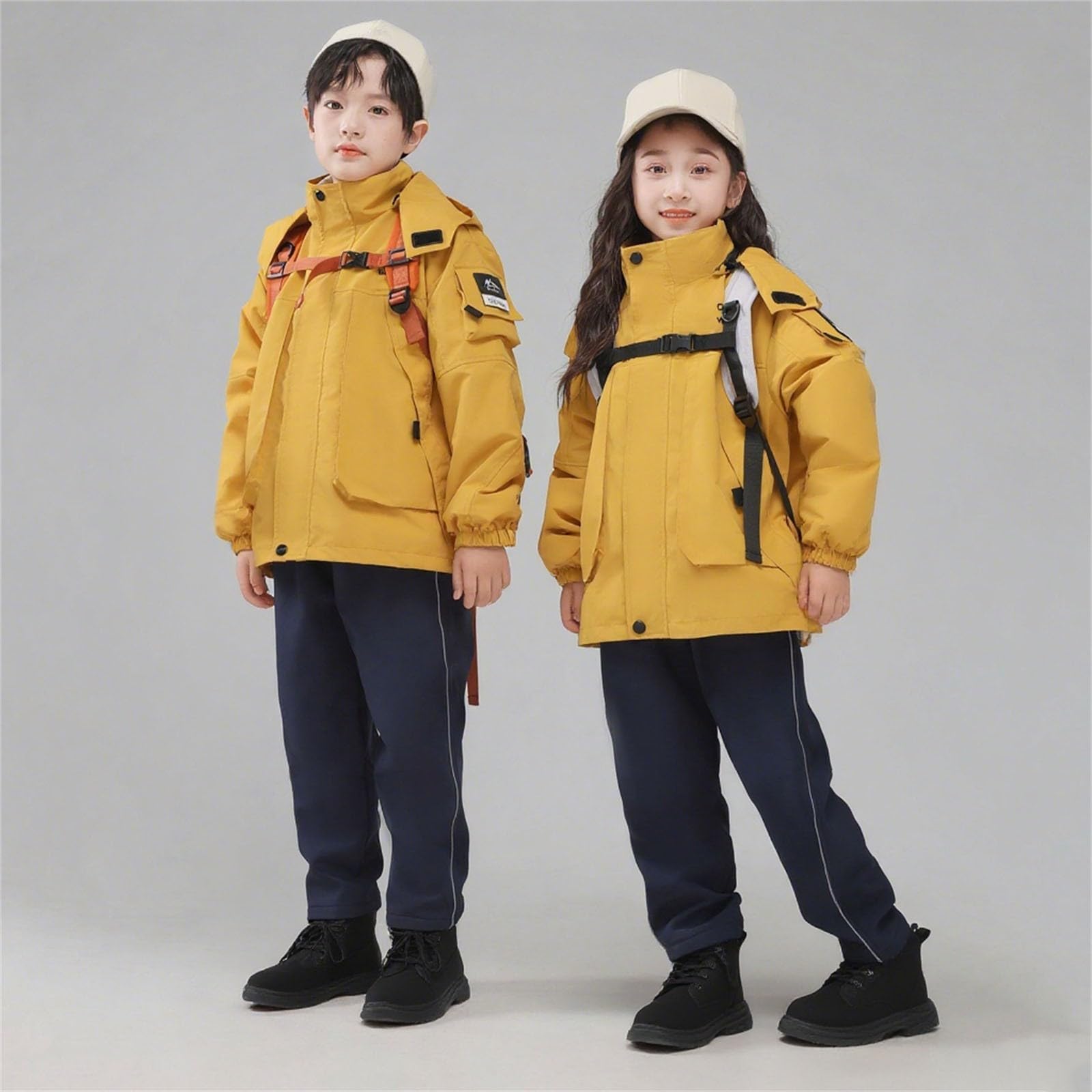 Conjunto de chaquetas y pantalones impermeables para niños y niñas, 3 piezas con chaquetas de forro polar, traje de charco todo en uno, ropa de lluvia al aire libre, clima húmedo 3-15 años