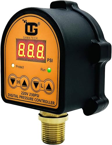 Miniatura 2 de GamaTech - Interruptor de presión para bomba de agua y bomba de aire, controlador de presión ajustable digital, 220 V, 0-230 Psi, 1/2 pulgada macho