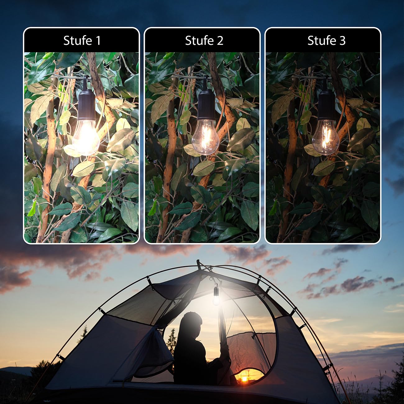 Lunartec Campinglampe: 16er-Set LED-Akku-Glühbirnen mit je 120 Lumen, 400 mAh, USB-Ladung (wiederaufladbare Kabellose Lampen, Campinglampe Akku, Angeln)